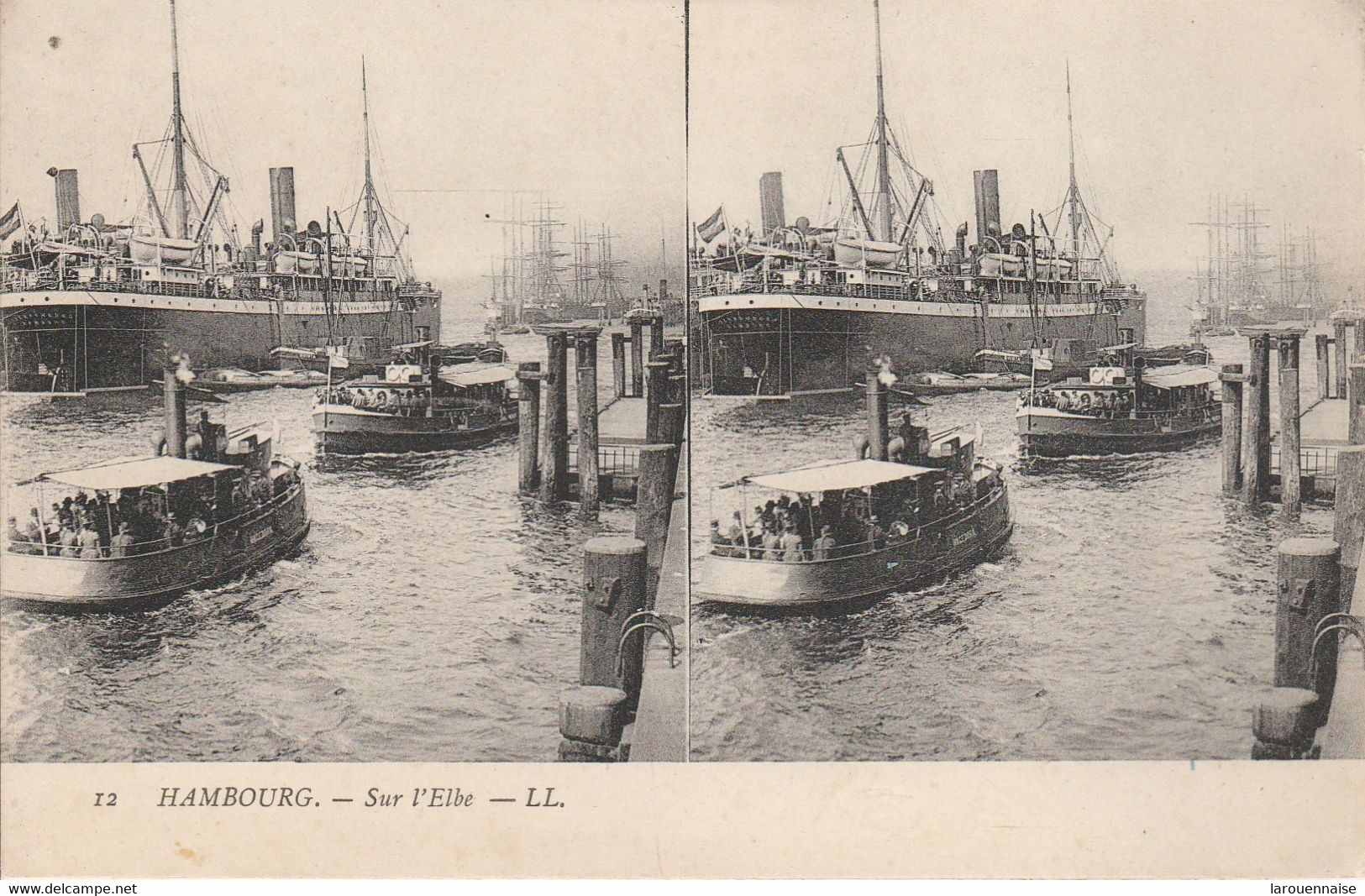 Vue Stéréoscopique - Hambourg - Sur L' Elbe - Cartes Stéréoscopiques