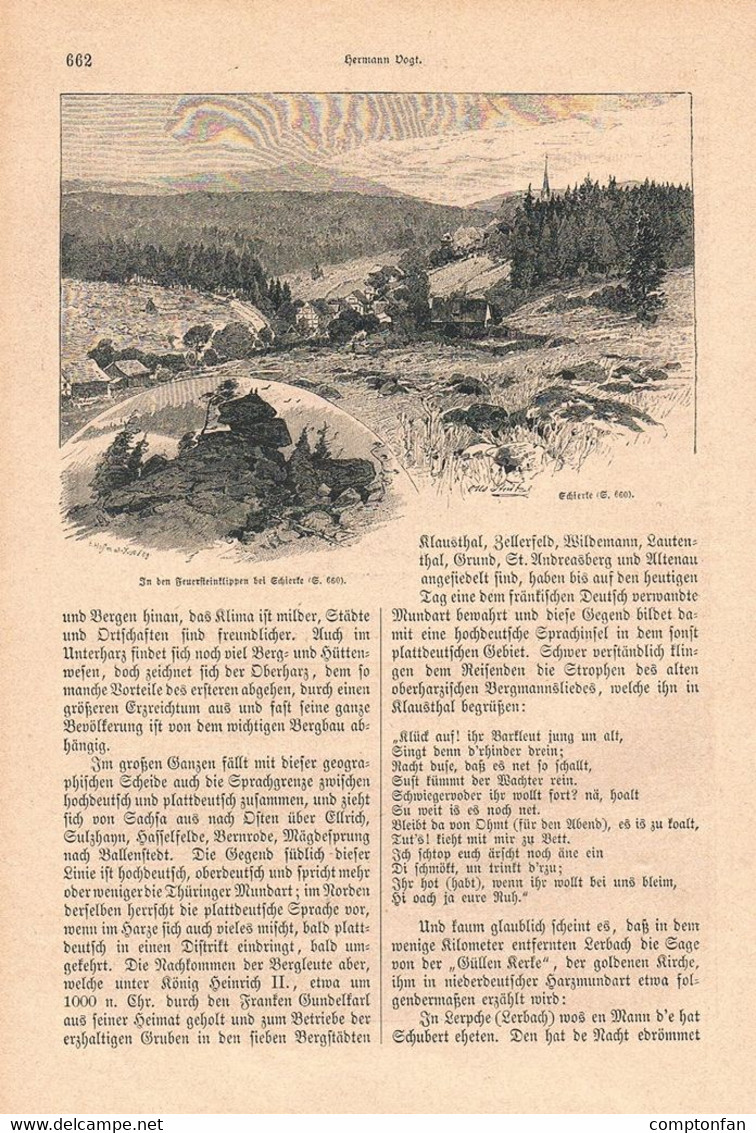 A102 1265 Hermann Vogt Brocken Quedlinburg Ballenstedt Artikel / Bilder 1883 !! - Autres & Non Classés