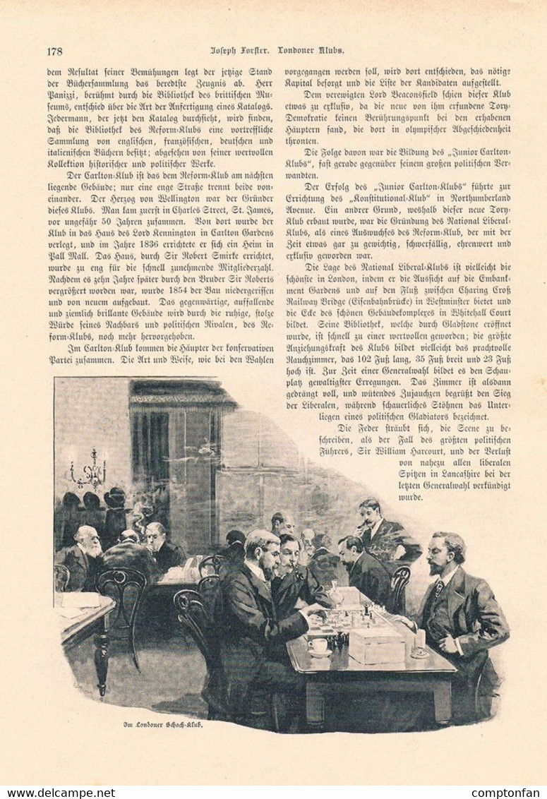 A102 1271 Joseph Forster London Londoner Gentlemen’s Club Artikel / Bilder 1896 !! - Autres & Non Classés