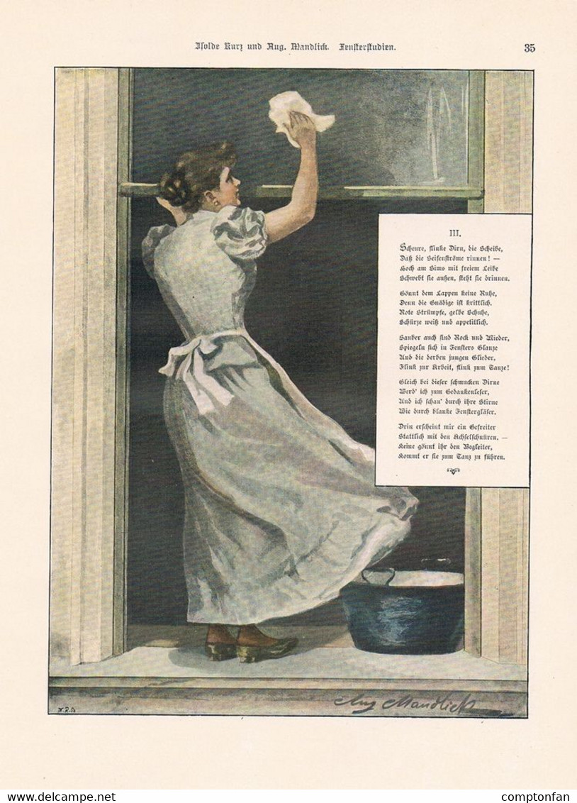 A102 1272 Isolde Kurz 10 Gedichte Fensterstudien Aug. Mandlick Artikel / Bilder 1896 !! - Autres & Non Classés