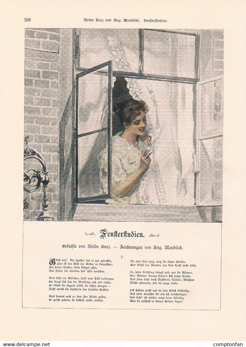 A102 1272 Isolde Kurz 10 Gedichte Fensterstudien Aug. Mandlick Artikel / Bilder 1896 !! - Autres & Non Classés