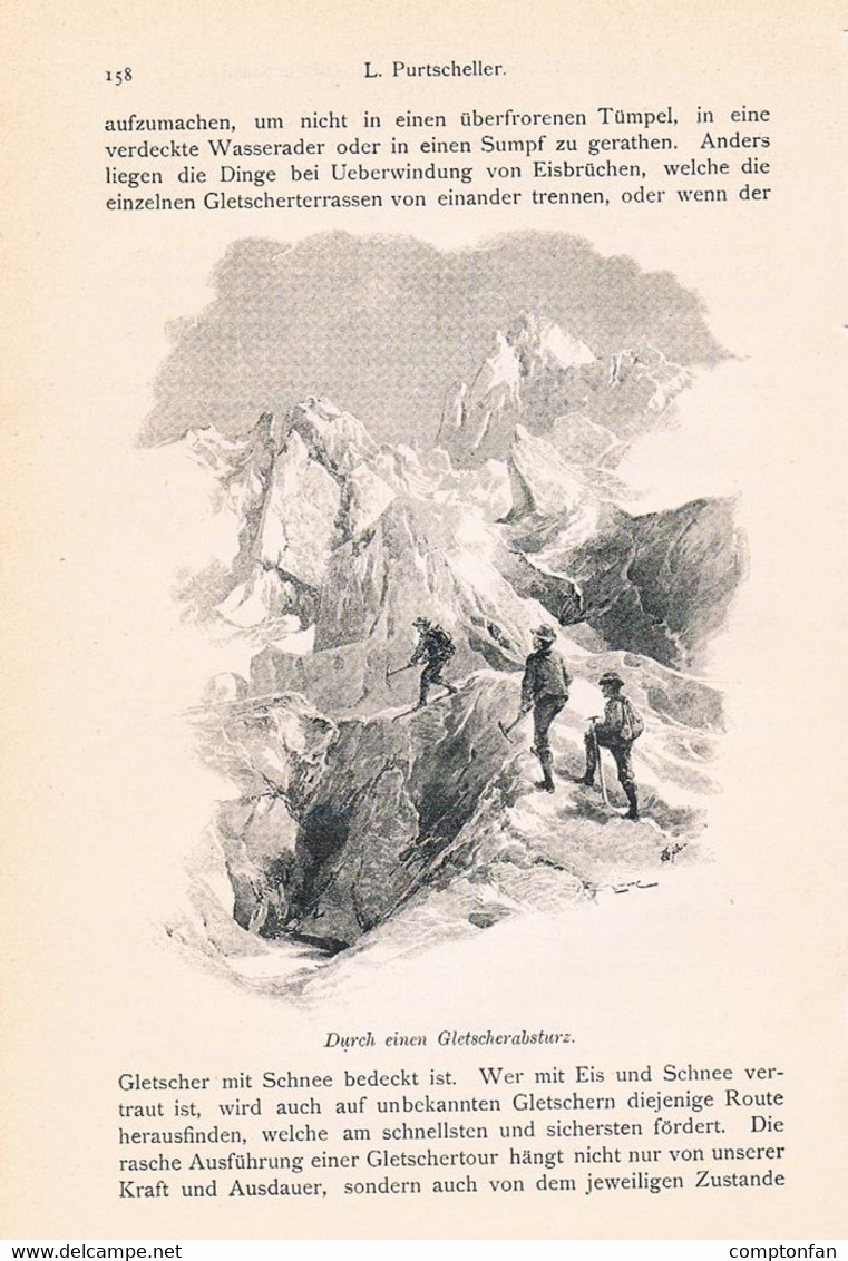 A102 1278 Purtscheller Entwicklung Alpinismus Alpine Technik Artikel / Bilder 1894 !! - Sport