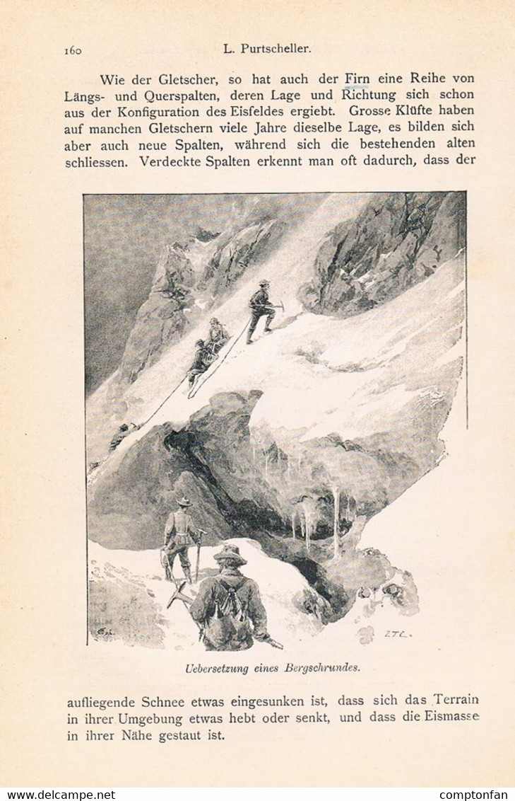 A102 1278 Purtscheller Entwicklung Alpinismus Alpine Technik Artikel / Bilder 1894 !! - Sport