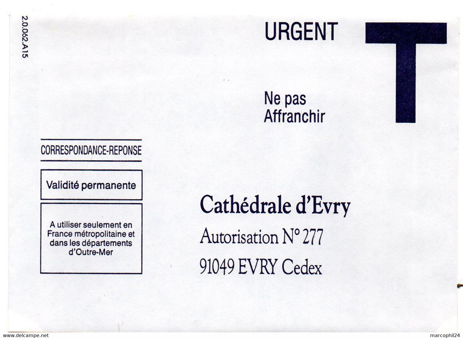 ESSONNE - Dépt N° 91 = EVRY = ENVELOPPE REPONSE T ' CATHEDRALE ' - Cards/T Return Covers