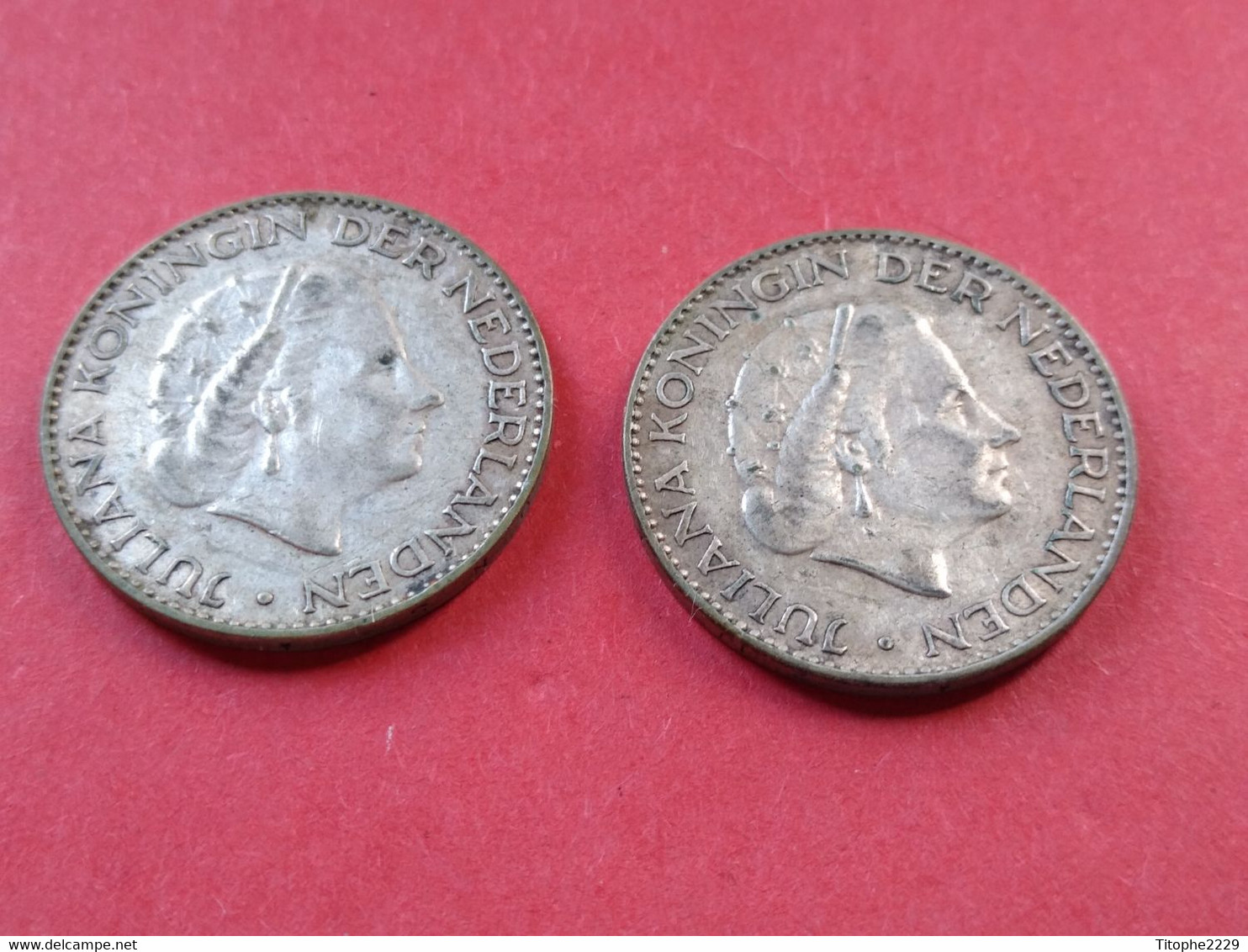 Lot De 2 X 1 Gulden 1955 + 1957 En Argent / Silver - Monnaies D'or Et D'argent