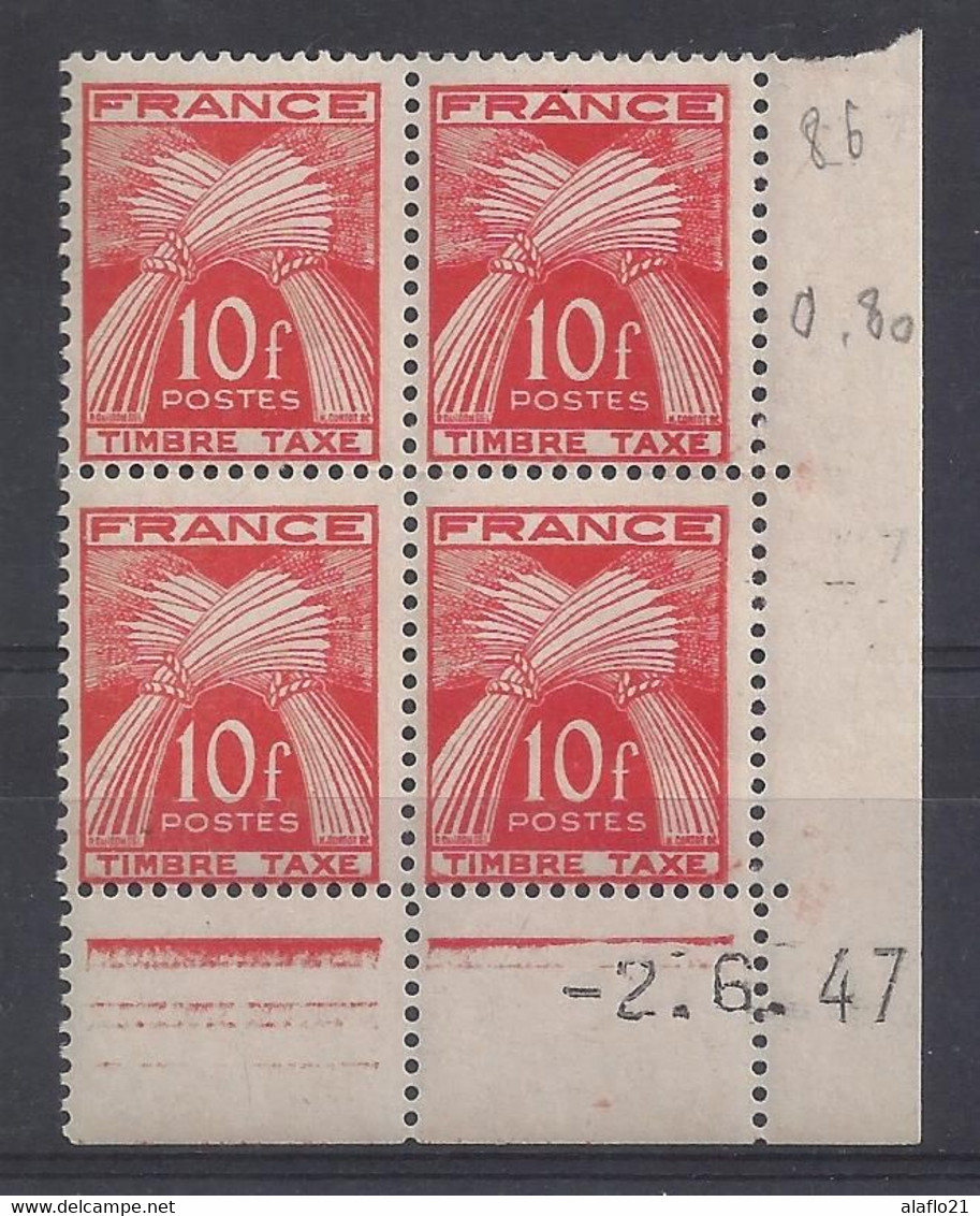 TAXE N° 86 - Bloc De 4 COIN DATE - NEUF SANS CHARNIERE - 2/6/47 - Taxe