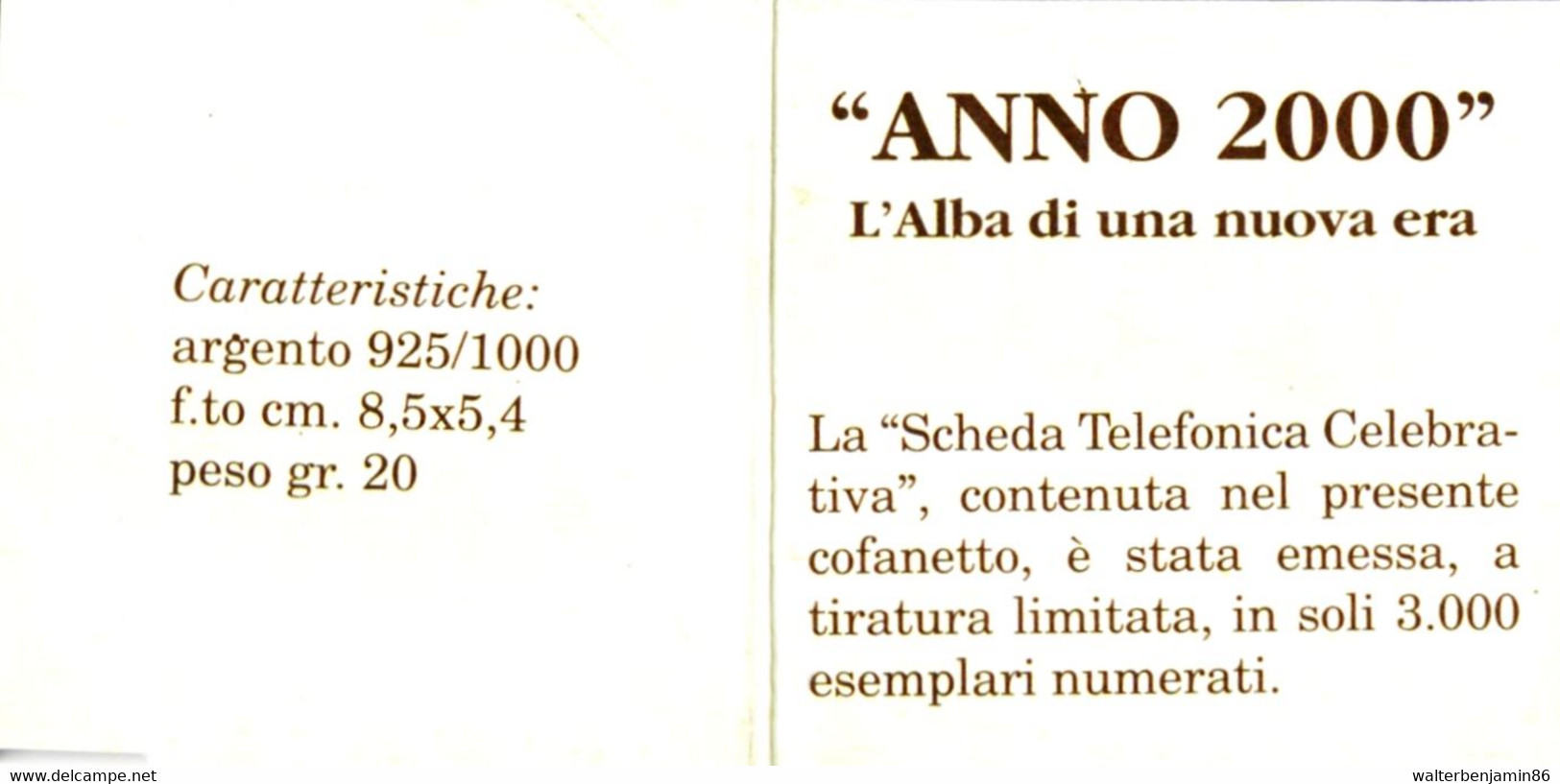 SCHEDA TELEFONICA IN ARGENTO ANNO 2000 IL MILLENIO CON CERTIFICATO - ANGOLO ASPORTATO - Speciaal Gebruik