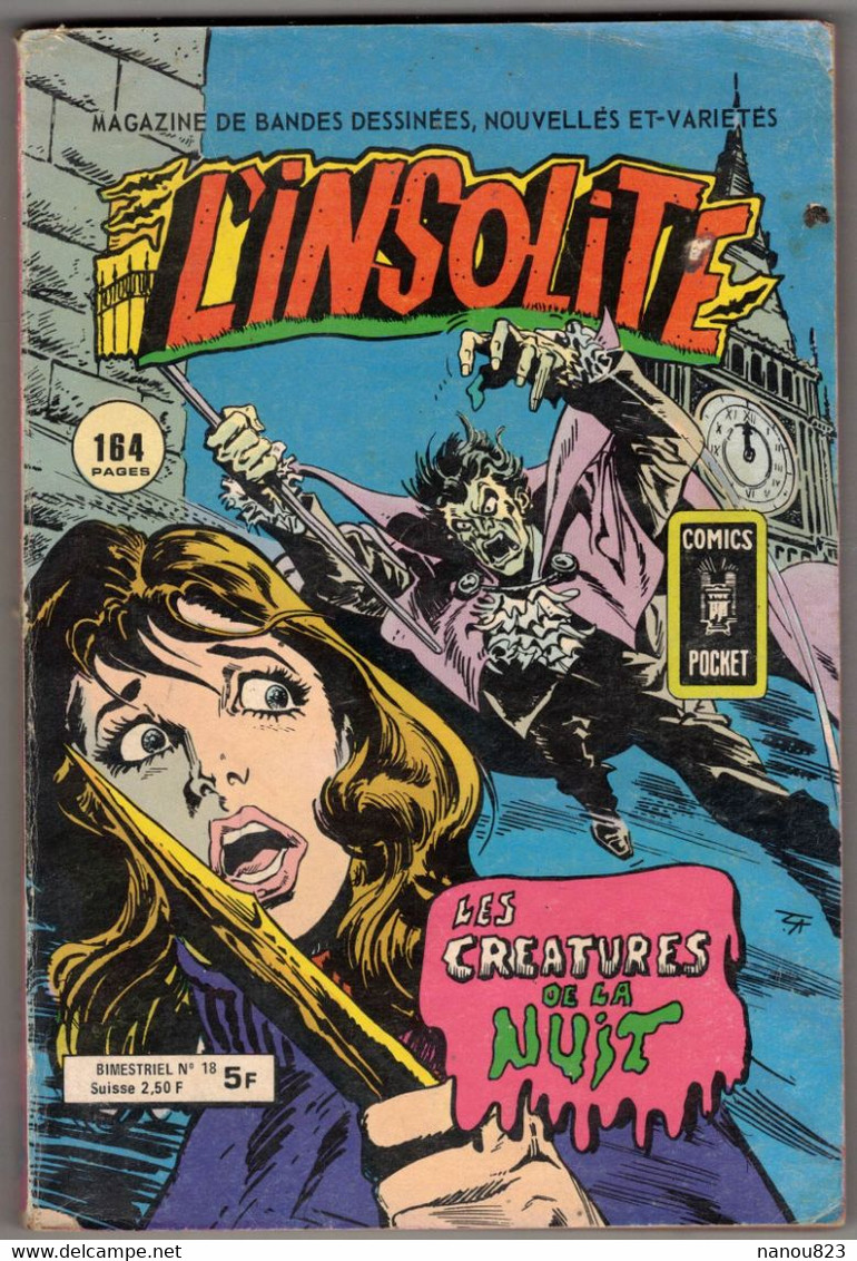 BANDES DESSINEES POUR ADULTES : L'INSOLITE N° 18 LES CREATURES DE LA NUIT PETIT FORMAT AREDIT COMICS POCKET 02 - 1981 - Insolite, L'