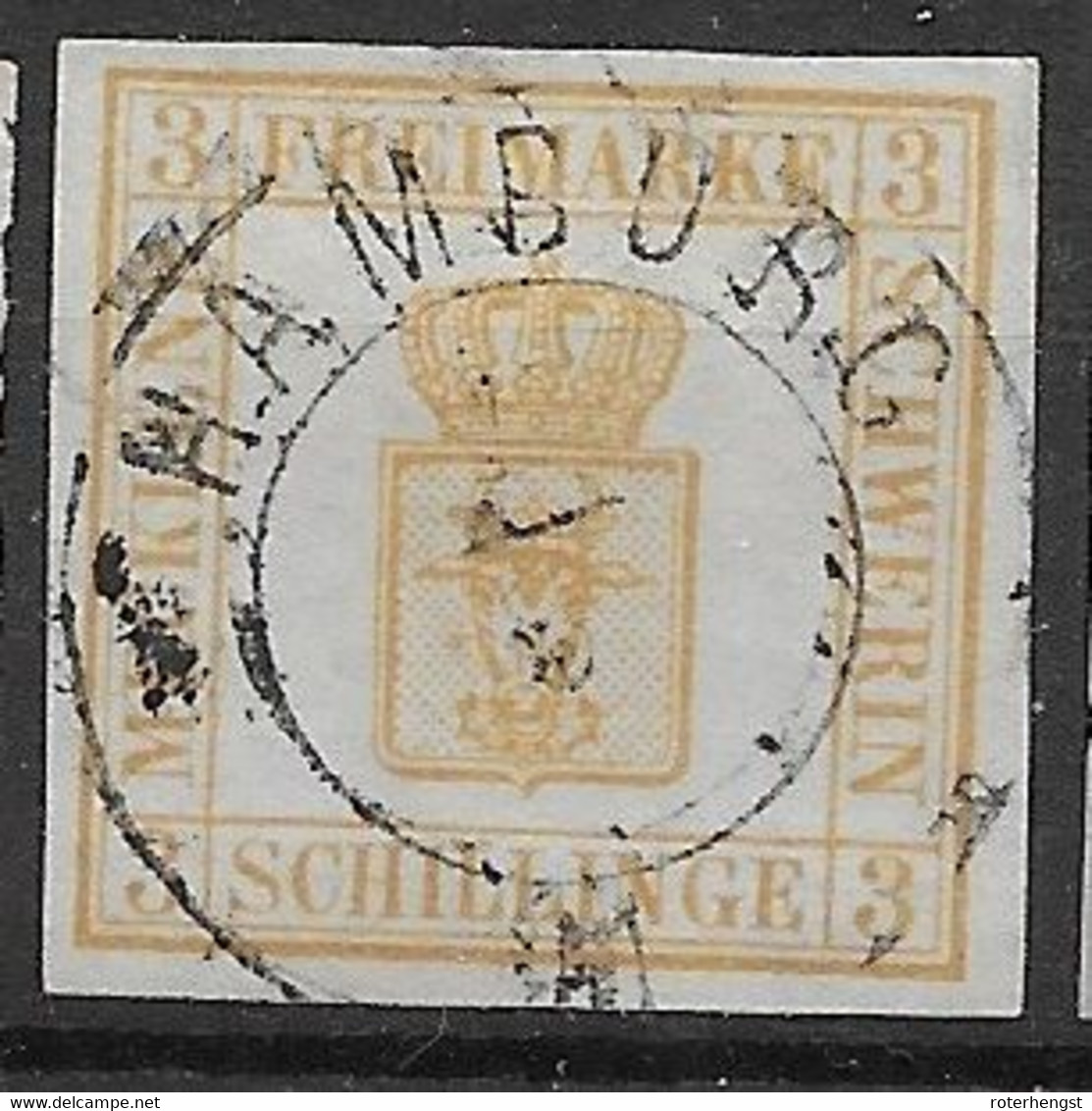 Mecklenburg Schwerin With Hamburg Cancel And Three SIGNATURES VFU  1864 Glattes Papier - Mecklenburg-Schwerin