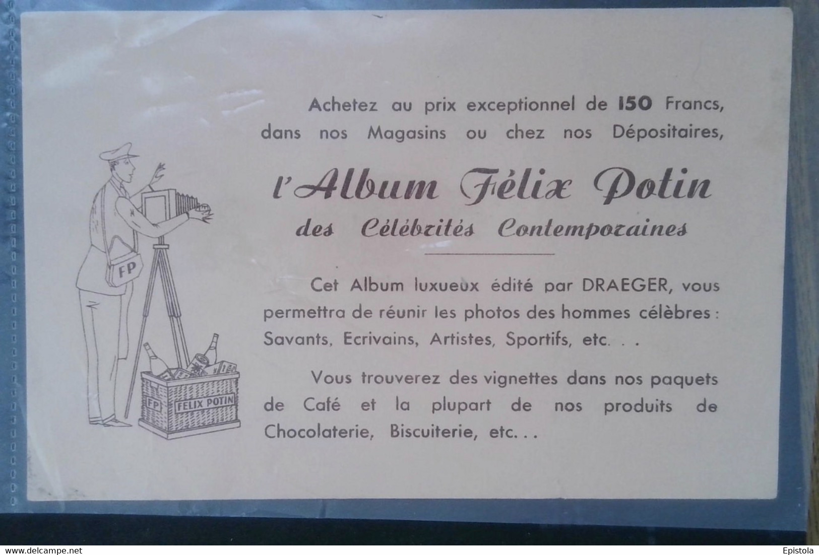 ► Rare Buvard Publicitaire - ALBUM FELIX POTIN (3eme Ou 4eme Collection) Pour Photo De Célébrités (21 X 13 Cm) - Félix Potin