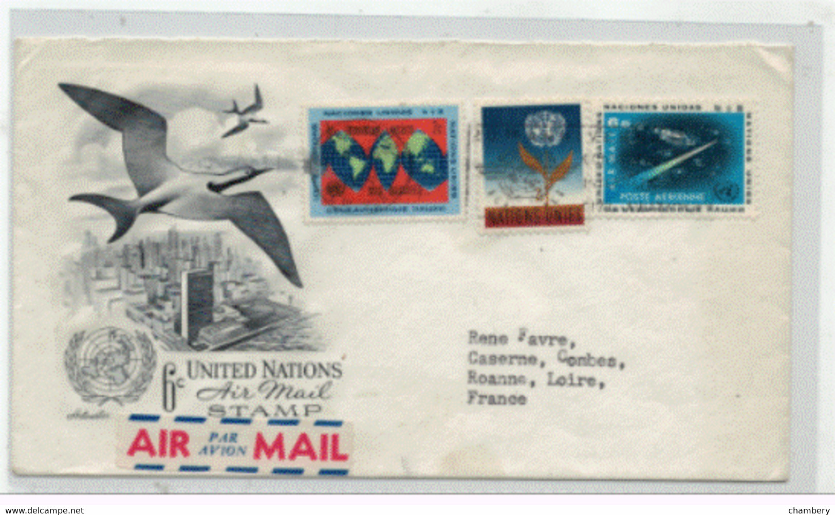 Nations-unies - New-York - Enveloppe AIR MAIL  - Oblitérés N° 121, 122 De 1964 è N° 8 Poste Aérienne De 1963 - Lettres & Documents