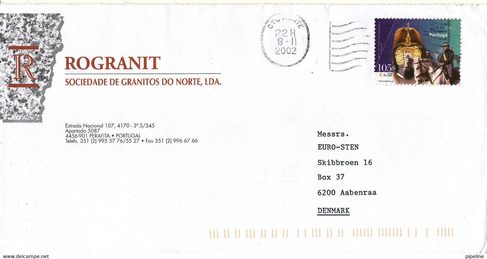 Portugal Cover Sent To Denmark 8-11-2002 Single Franked - Brieven En Documenten