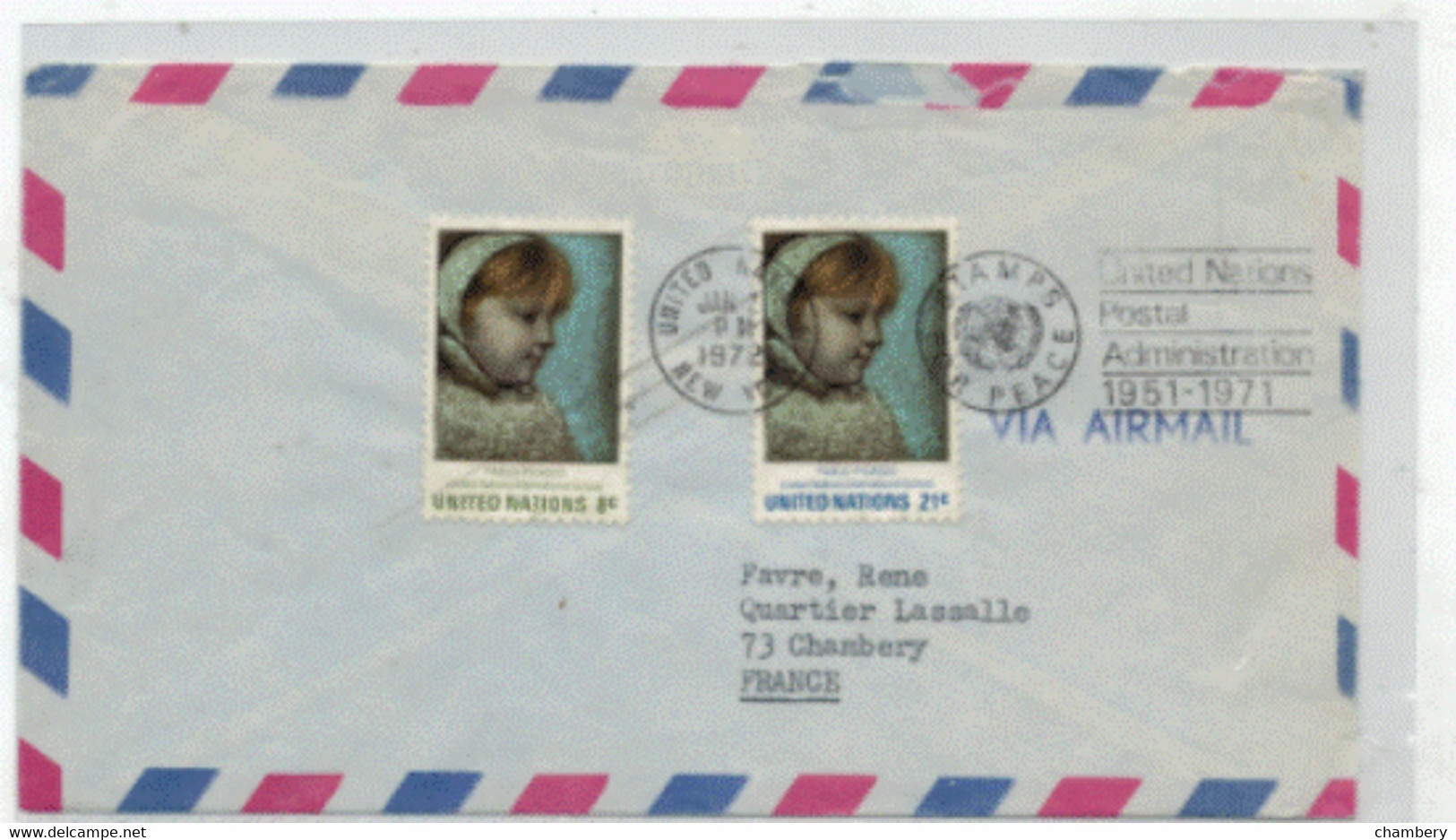 Nations-unies - New-York - Enveloppe AIR MAIL  - Série Oblitérée N° 217 à 218 De 1971 - Lettres & Documents