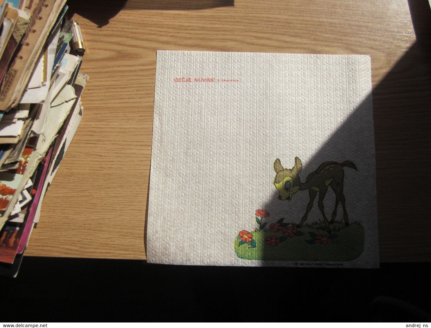 Cartoon 1967 Walt Disney Productions Bambi Decije Novine   Napkins - Tovaglioli Bar-caffè-ristoranti