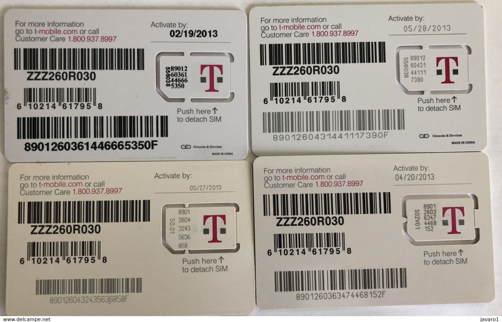 USA : GSM  SIM CARD  : 4 DIFFERENT Cards  As Pictured (see Description)   MINT ( LOT F ) - [2] Chip Cards