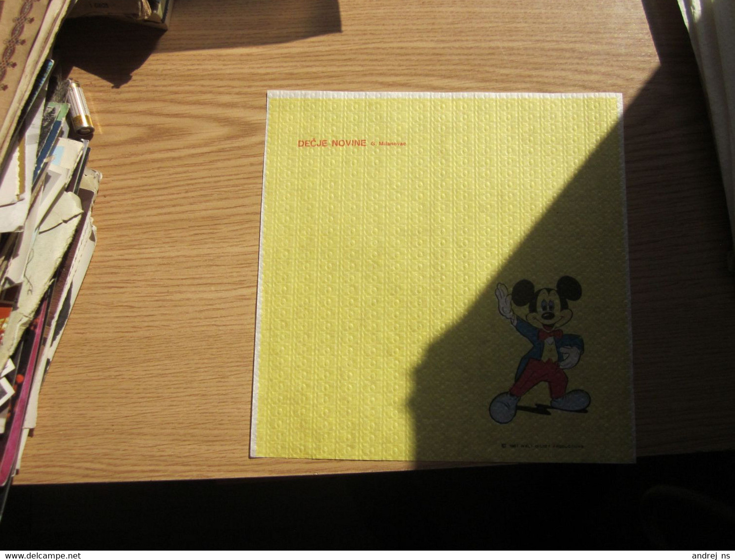 Cartoon Mickey Mouse 1967 Walt Disney Productions Decje Novine   Napkins - Tovaglioli Bar-caffè-ristoranti