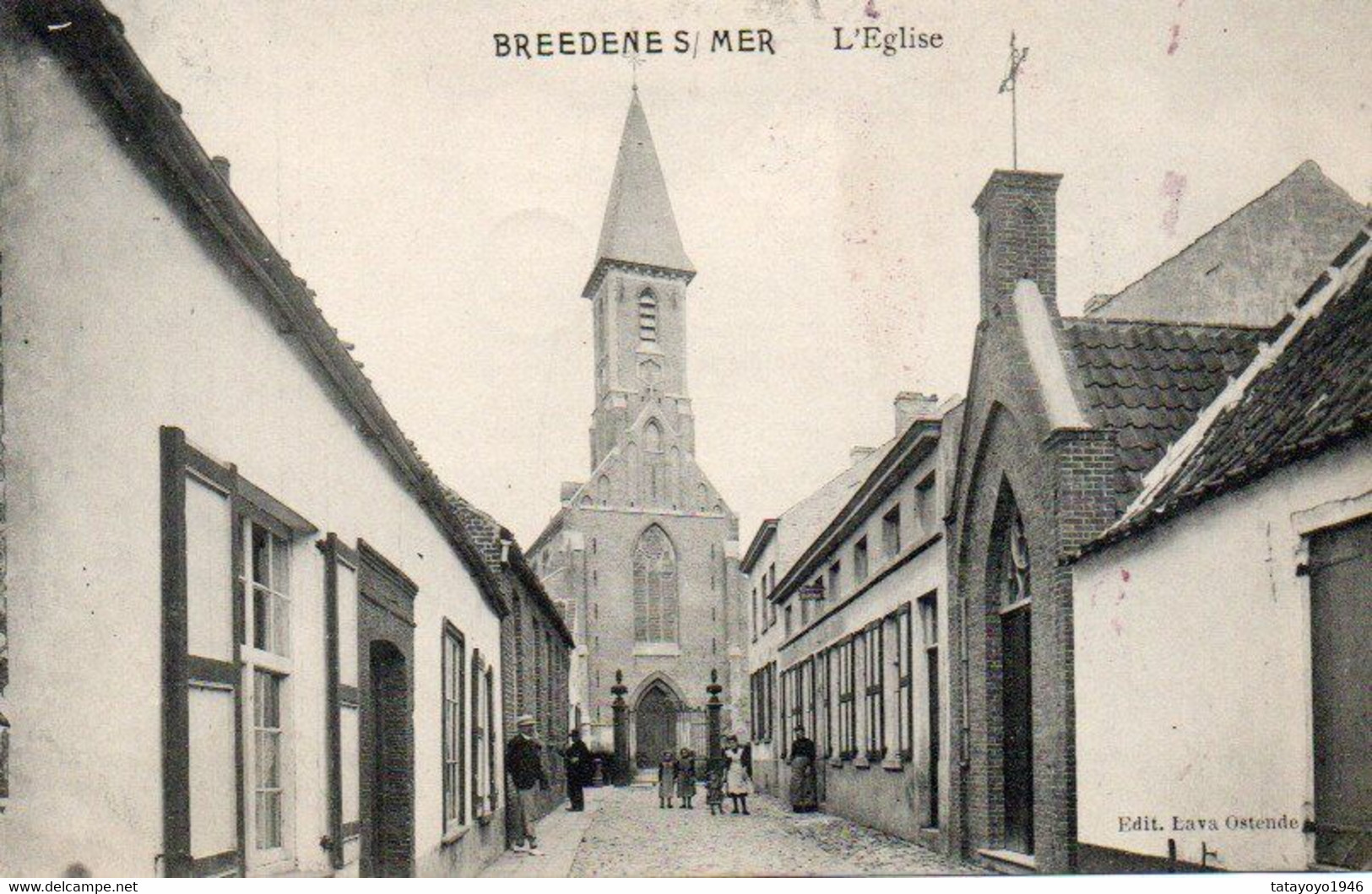 Bredene-sur-mer  L'église Animée Voyagé En 1911 - Bredene