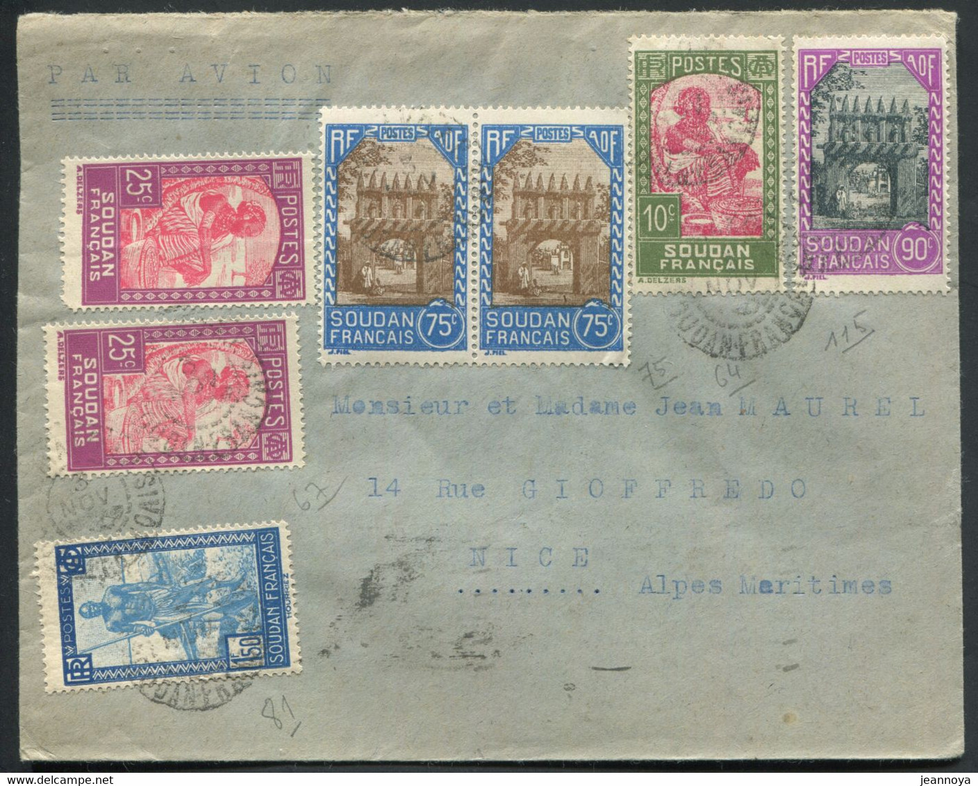 SOUDAN - DIVERS / LETTRE AVION DE BAMAKO LE 3/11/1941 POUR NICE - TB - Lettres & Documents