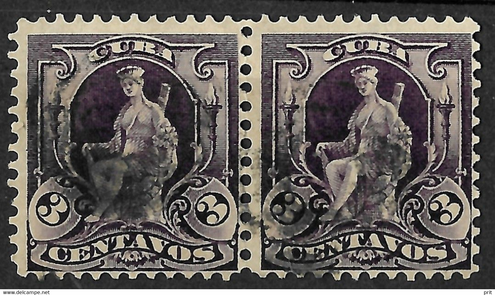 Cuba Under US Military Rule 1899 3c Pair. Scott 229. Used - Usados