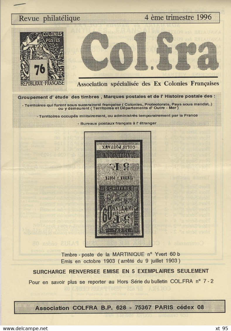 Colfra - Revue Philatelique Des Colonies Francaises - N°74 à 76 - Colonies Et Bureaux à L'Étranger