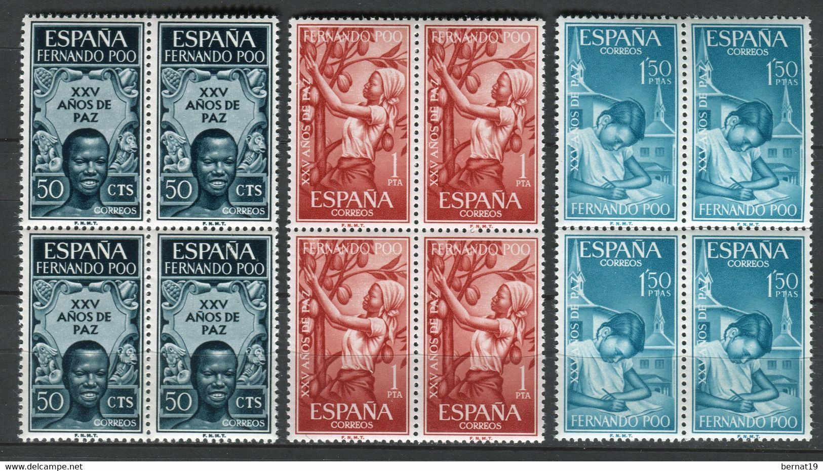 Fernando Poo 1965. Edifil 239-41 X 8 ** MNH. - Fernando Po