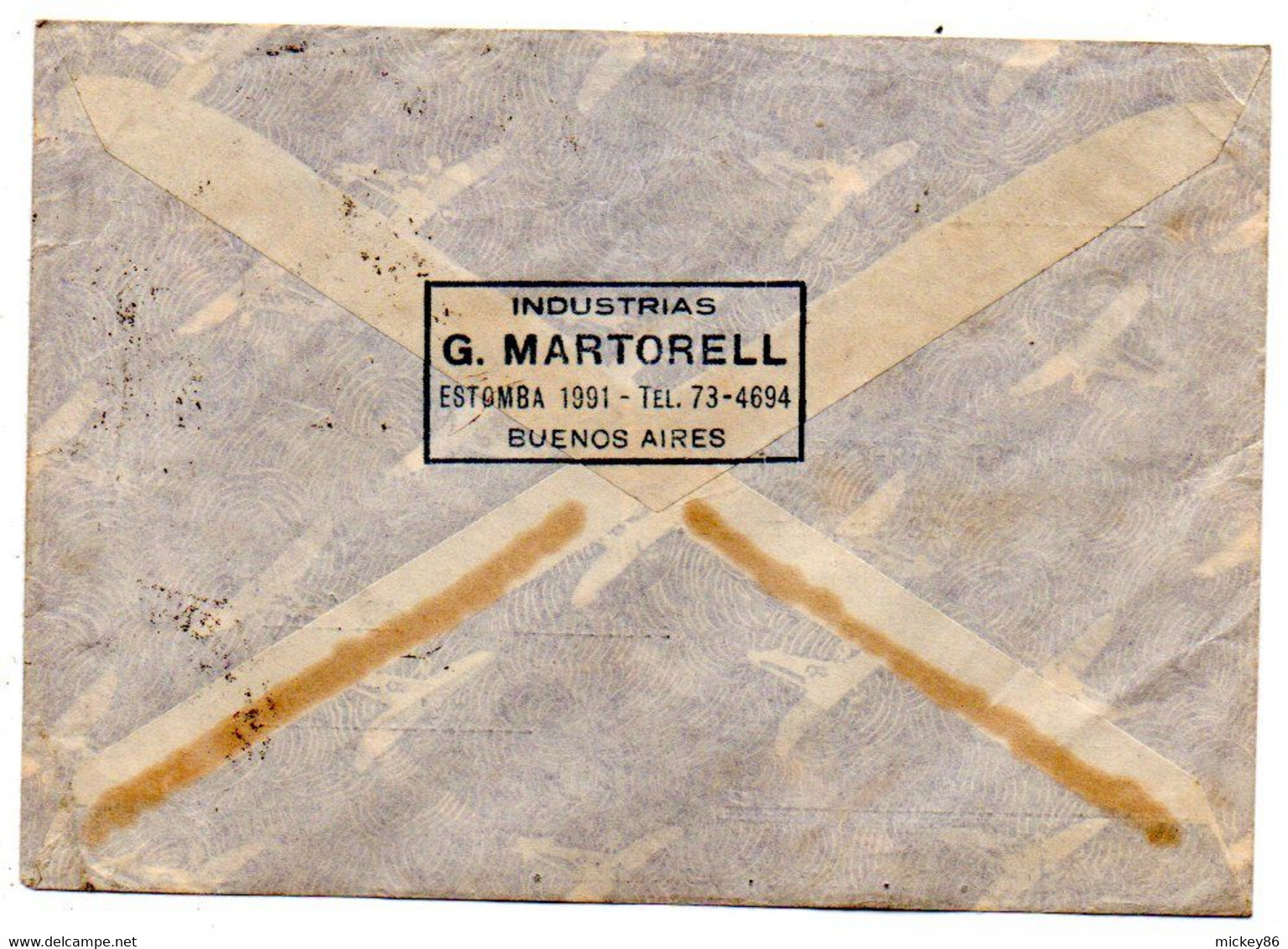 Argentine--1950--lettre De BUENOS AIRES  Pour PARIS-75....timbres--cachets  ( G.MARTORELL ).....à  Saisir - Cartas & Documentos