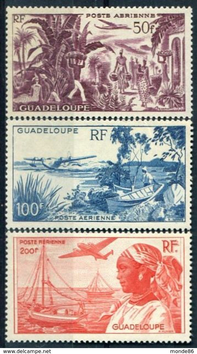 GUADELOUPE - Y&T  N° 13-15 **...petites Rousseurs Au Dos - Airmail