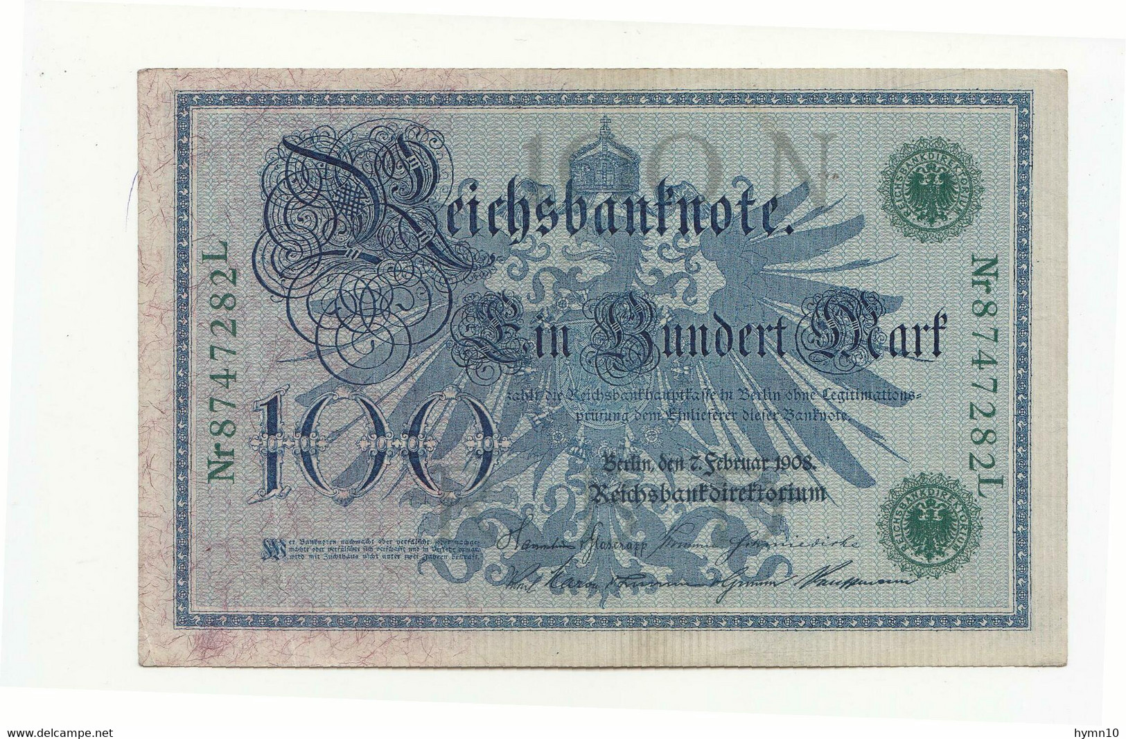 1909 BERLIN 100 MARK REICHSBANKNOTE-MM474 - 100 Mark