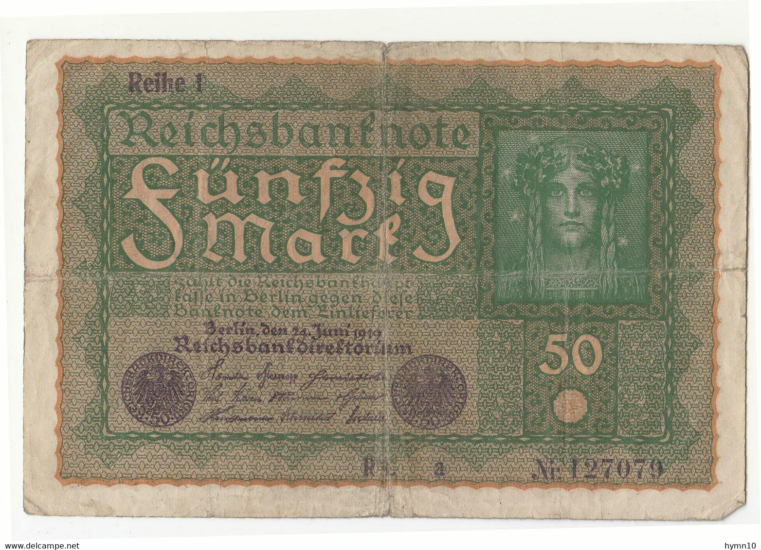 1919 BERLIN 50 MARK REICHSBANKNOTEN-MM480 - 50 Mark