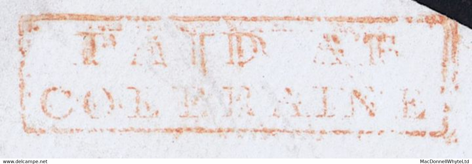 Ireland Derry Uniform Penny Post 1840 Letter To Ballymoney Paid "1" With Boxed PAID AT/COLERAINE In Red, COLERAINE AP1 - Préphilatélie