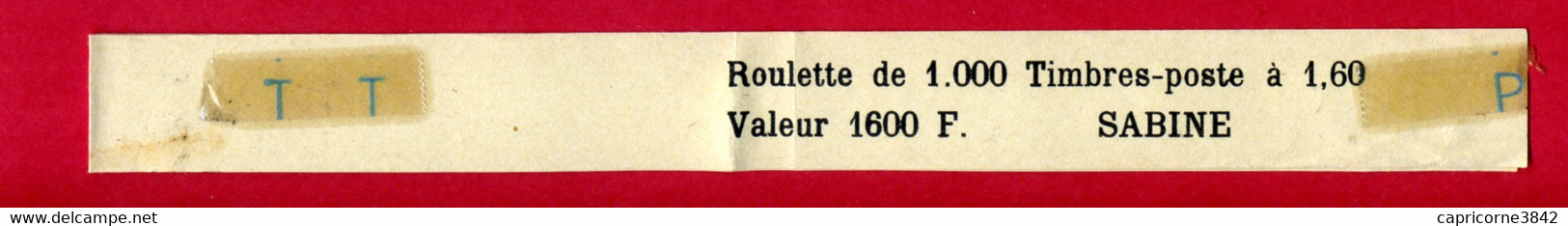 Bande De Protection Pour Roulette De 1000 Timbres-Poste SABINE à 1,60fr - Rollo De Sellos
