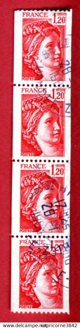 4 Timbres SABINE De Gandon Roulette N° 1981B - Numéro Rouge Au Verso Tp Bas N°560 - Rollen