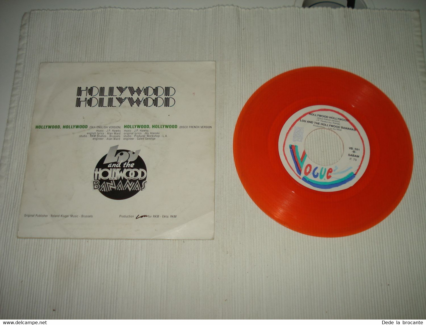 B1 /  Hollywood 45 SP Série Orange / Lou Et The Hollywood Bananas Belgique 1979 - Instrumental