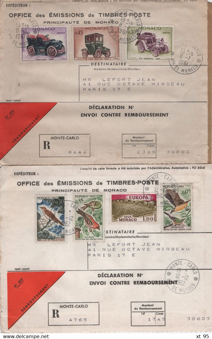 Monaco - Lot De 16 Devants De Lettres Recommandes Contre Remboursement Dont Bonnes Valeurs - Lettres & Documents