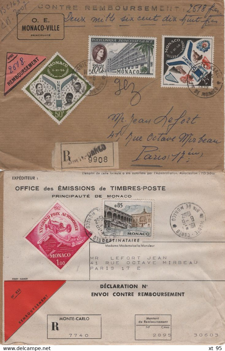 Monaco - Lot De 16 Devants De Lettres Recommandes Contre Remboursement Dont Bonnes Valeurs - Covers & Documents