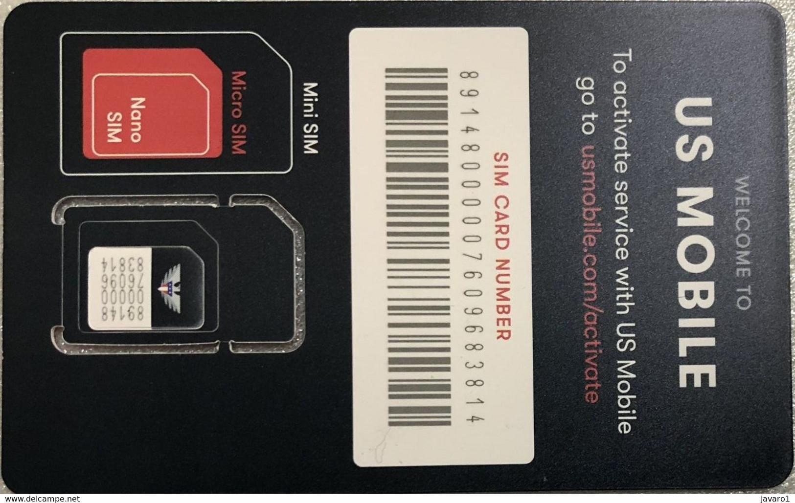 USA : GSM  SIM CARD  : 2 Cards ( Black Card & White Card )   US MOBILE    Nice !!   MINT - Schede A Pulce