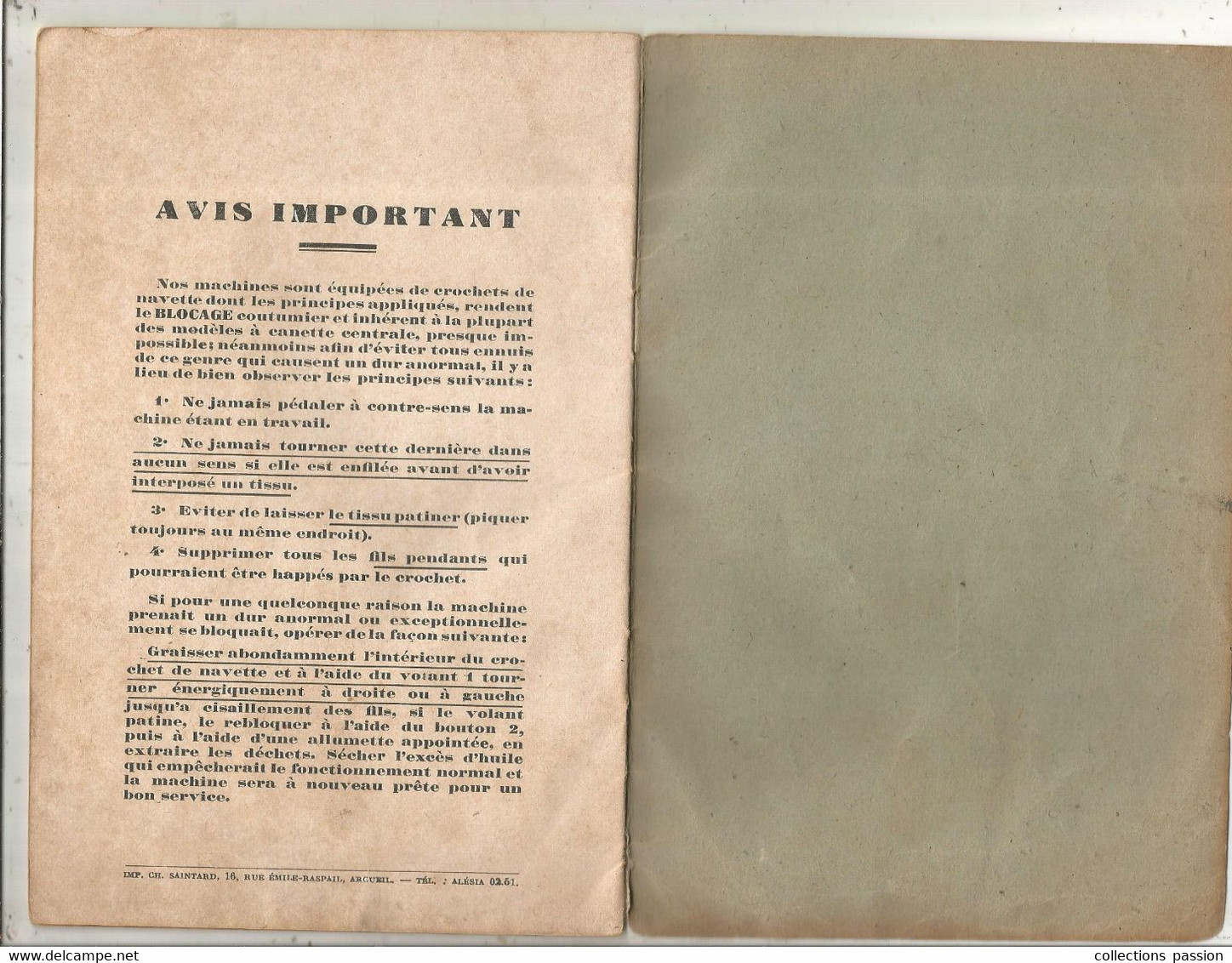 Mode D'emploi , Machines à Coudre COSSON, Vernou Sur Brenne , Indre Et Loire , Type 32-C-44, Frais Fr 2.85 E - Ohne Zuordnung