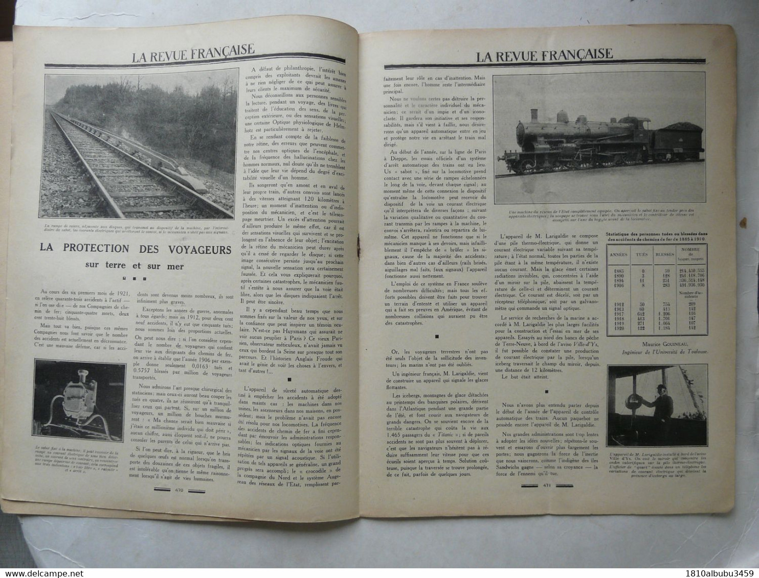 HEBDOMADAIRE - LA REVUE FRANCAISE 1921 : La Protection Des Voyageurs Sur Terre Et Sur Mer - Sociologia