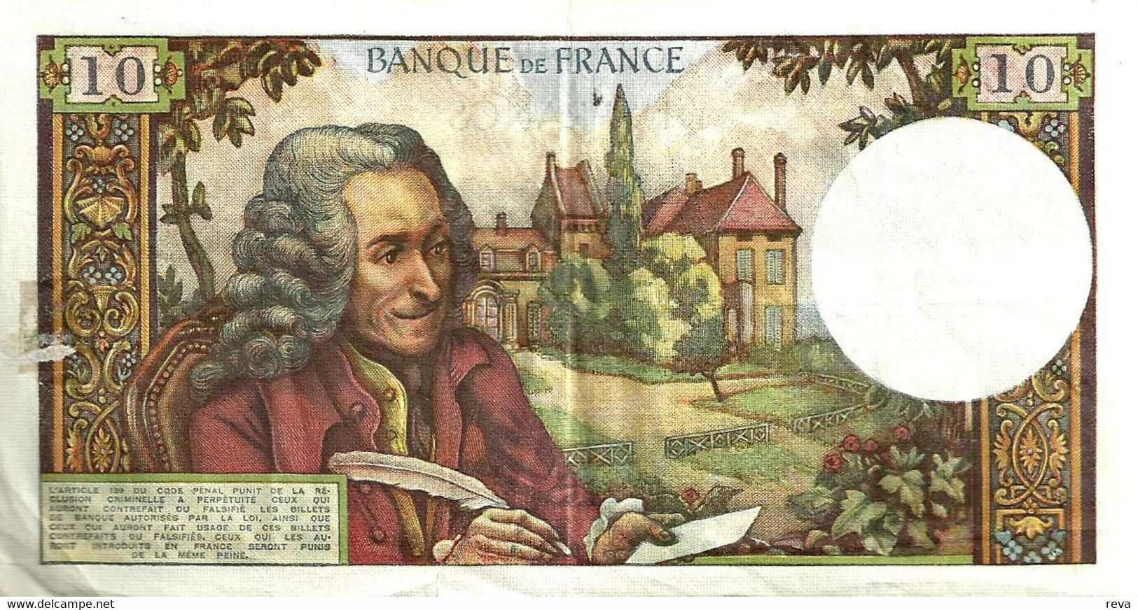 FRANCE 10 FRANCS RED MAN VOLTAIRE FRONT & MAN BACK #M DATED 05-02-1970 P147d AF READ DESCRIPTION !! - 10 F 1963-1973 ''Voltaire''