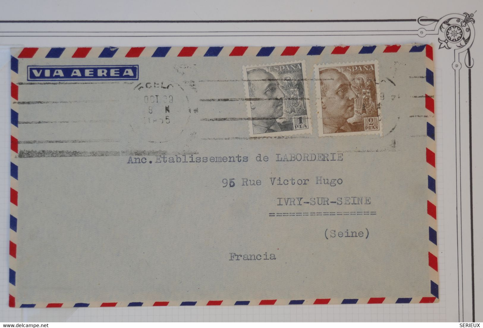 BC10 ESPANA  BELLE LETTRE 1955 BARCELONA  A IVRY++AFFRANCH. PLAISANT - Covers & Documents