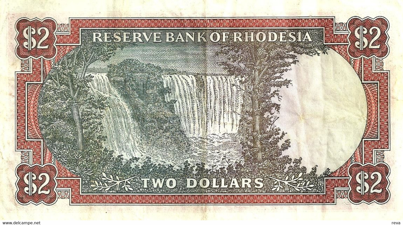 RHODESIA $2 RED EMBLEM FRONT WATERFALL BACK DATED 24-05-1979 P.31b VF+ READ DESCRIPTION!! - Rhodesia