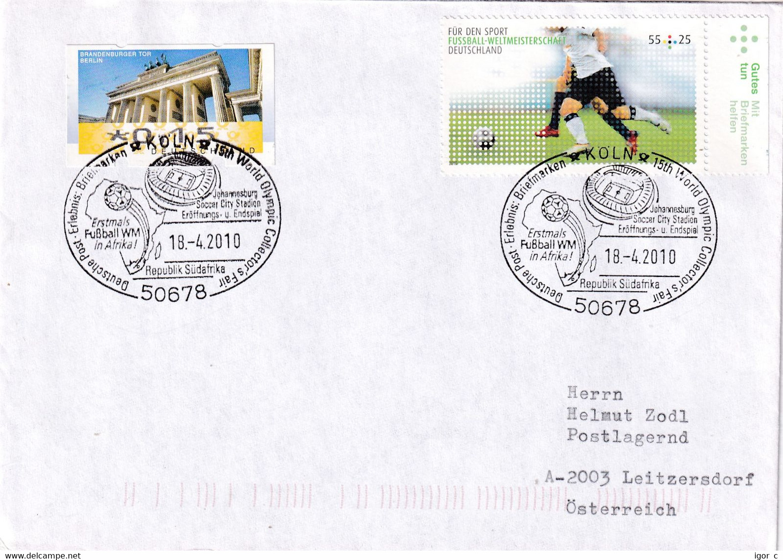 Germany 2010 Cover : Football Fussball Calcio Soccer: Fifa World Cup South Africa, Johannesburg Socer City Stadion Frama - 2010 – South Africa