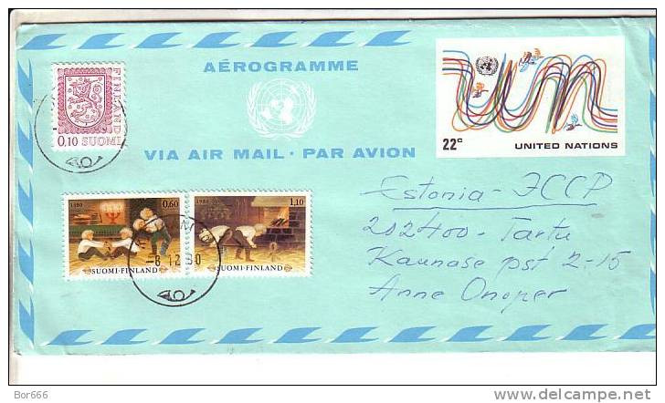 GOOD FINLAND / UN Aerogramme To ESTONIA 1980 - Cartas & Documentos