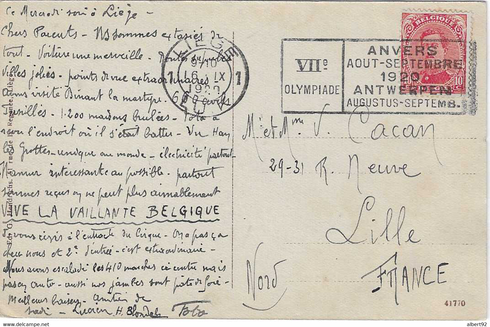 1920 Jeux Olympiques D'Anvers ( Bureau Postal De Liège) - Sommer 1920: Antwerpen