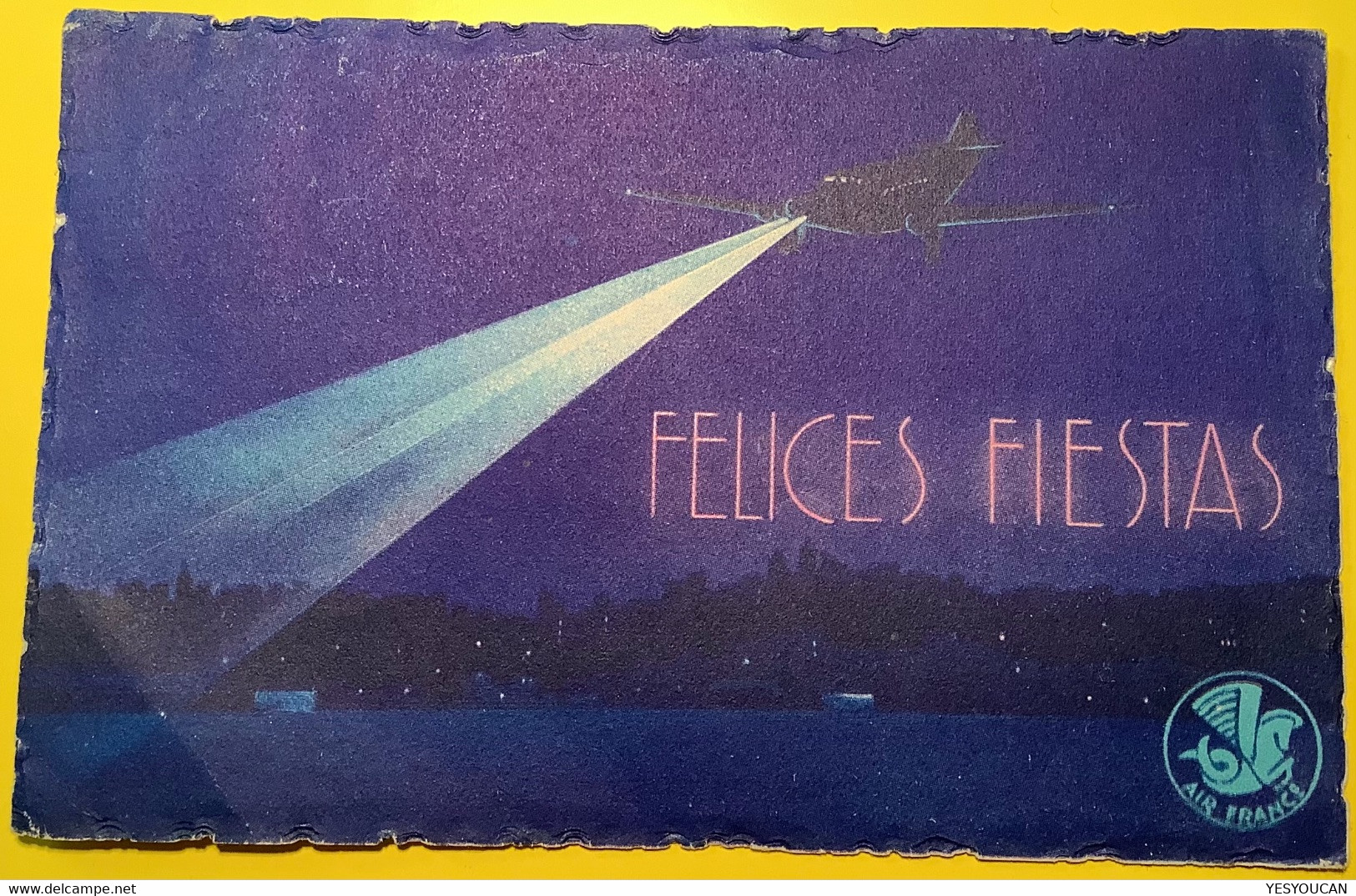 RARE 1935LIGNE MERMOZ AIR FRANCE TARJETA AEROPOSTAL FELICES FIESTAS NAVIDAD(Argentina Air Mail Cover Noël Cpa Argentine - Brieven En Documenten