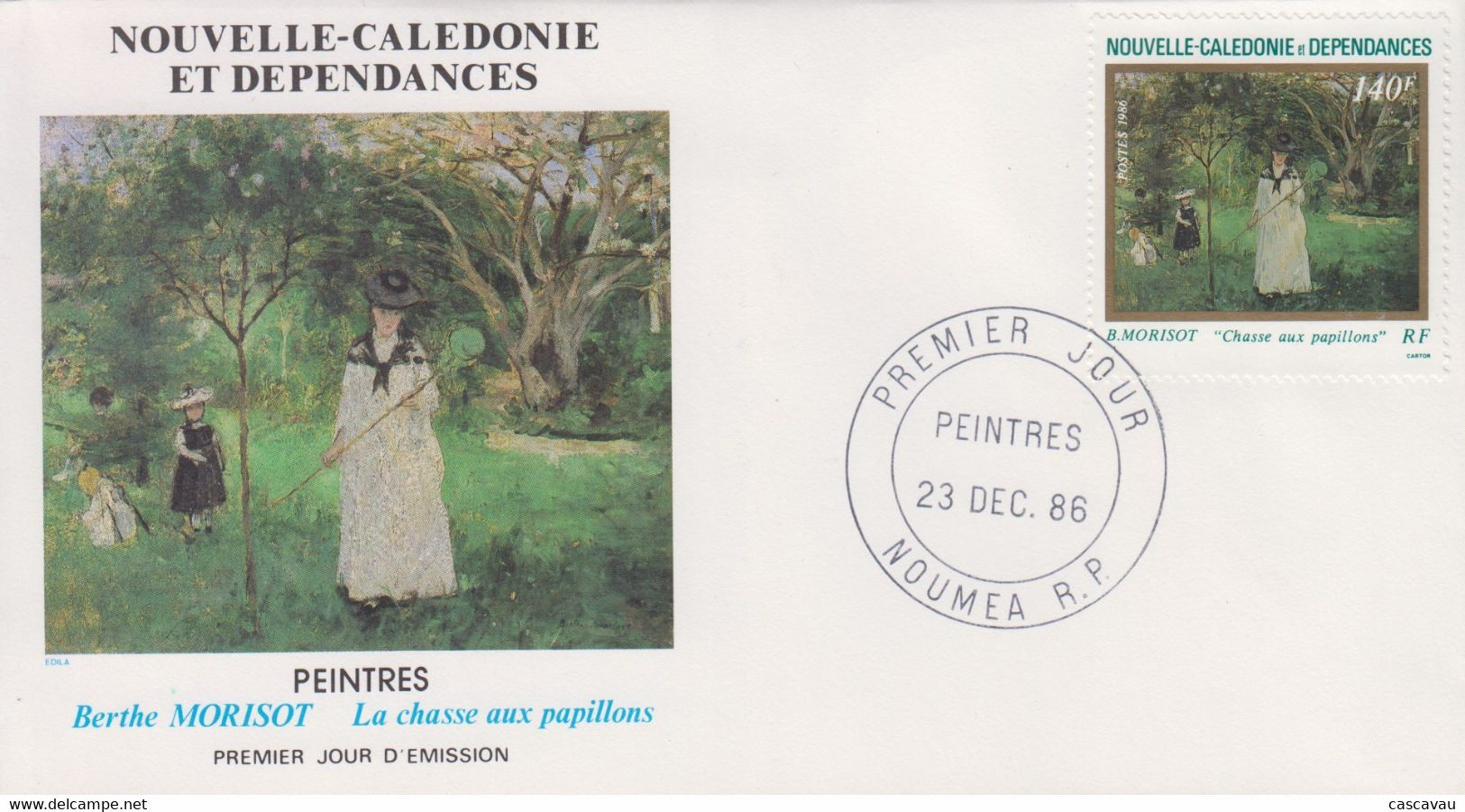 Enveloppe  FDC  1er  Jour   NOUVELLE  CALEDONIE   Oeuvre  De  Berthe   MORISOT   1986 - Impressionismo
