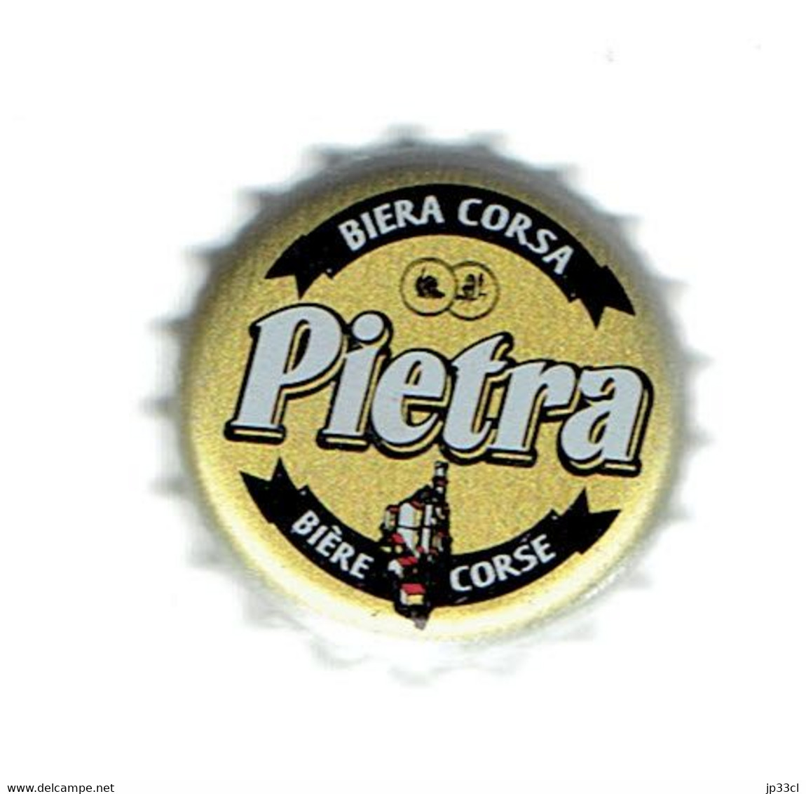Bière Corse : 2 étiquettes + Capsule De "Biera Corsa Pietra" (Bière Ambrée à La Châtaigne, Brasserie Pietra, Furiani) - Bier