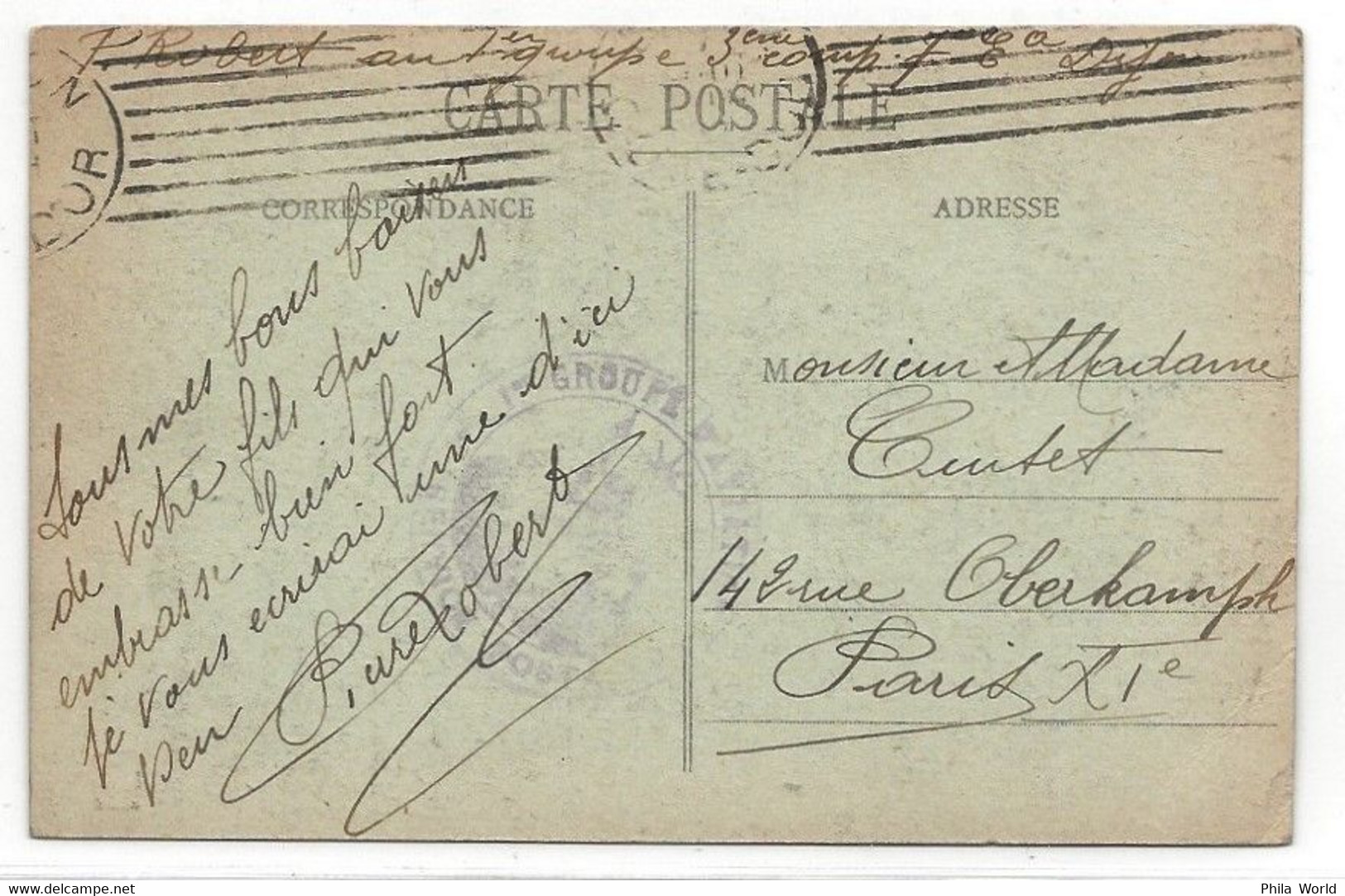 WW1 1914 AERONAUTIQUE CPA En FRANCHISE MILITAIRE 1er GROUPE AVIATION LONGVIC DIJON + SERVICE POSTAL Pour PARIS - Guerra De 1914-18