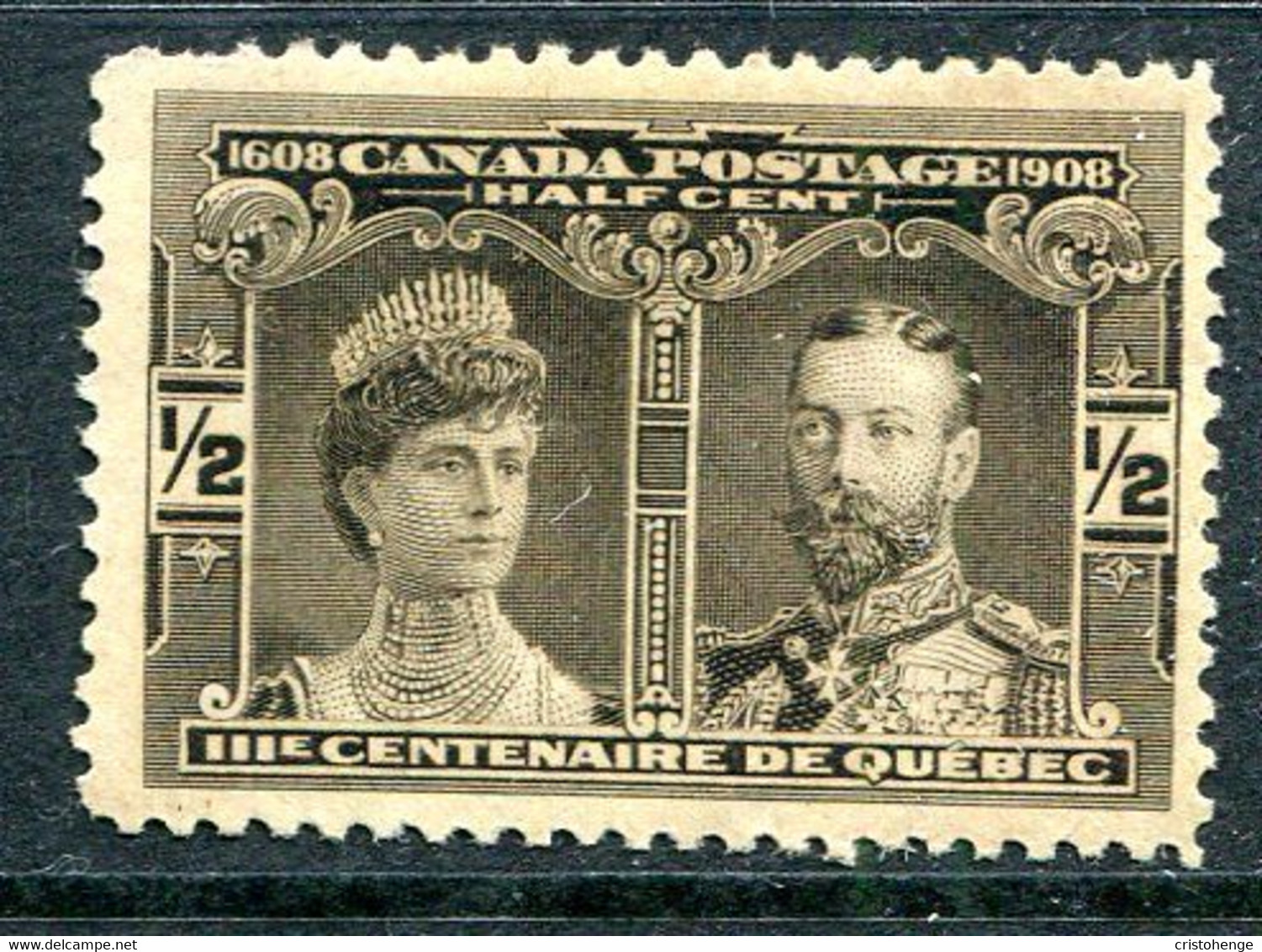 Canada 1908 Quebec Tercentenary - ½c King George V & Queen Mary HM (SG 188) - Unused Stamps