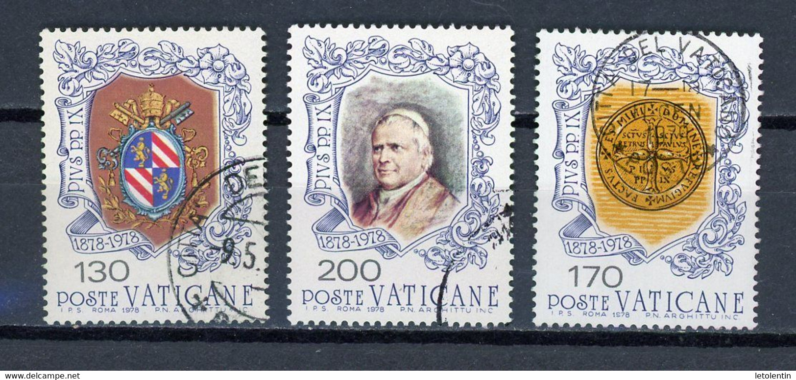 VATICAN: ANNI. DE LA MORT DE PIE IX - N° Yvert 653/655 Obli. - Used Stamps